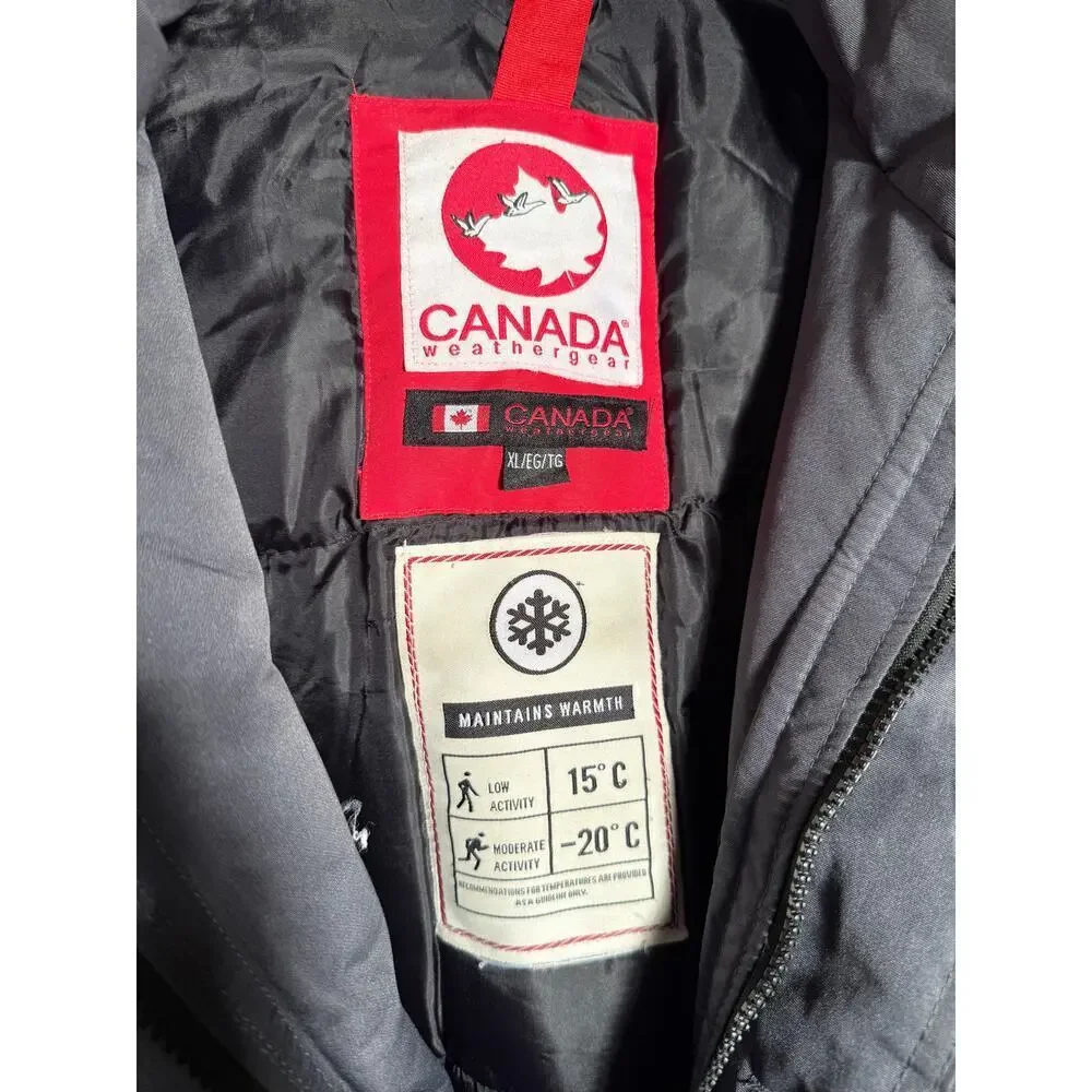 Canada Weather Gear Men's Charcoal Insulated Heavyweight Winter Parka Jacket